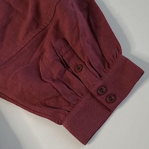 $140 NEW MADEWELL LONG SLEEVE MULBERRY MAROON RUFFLE MINI DRESS L LARGE NWT - Picture 14 of 14